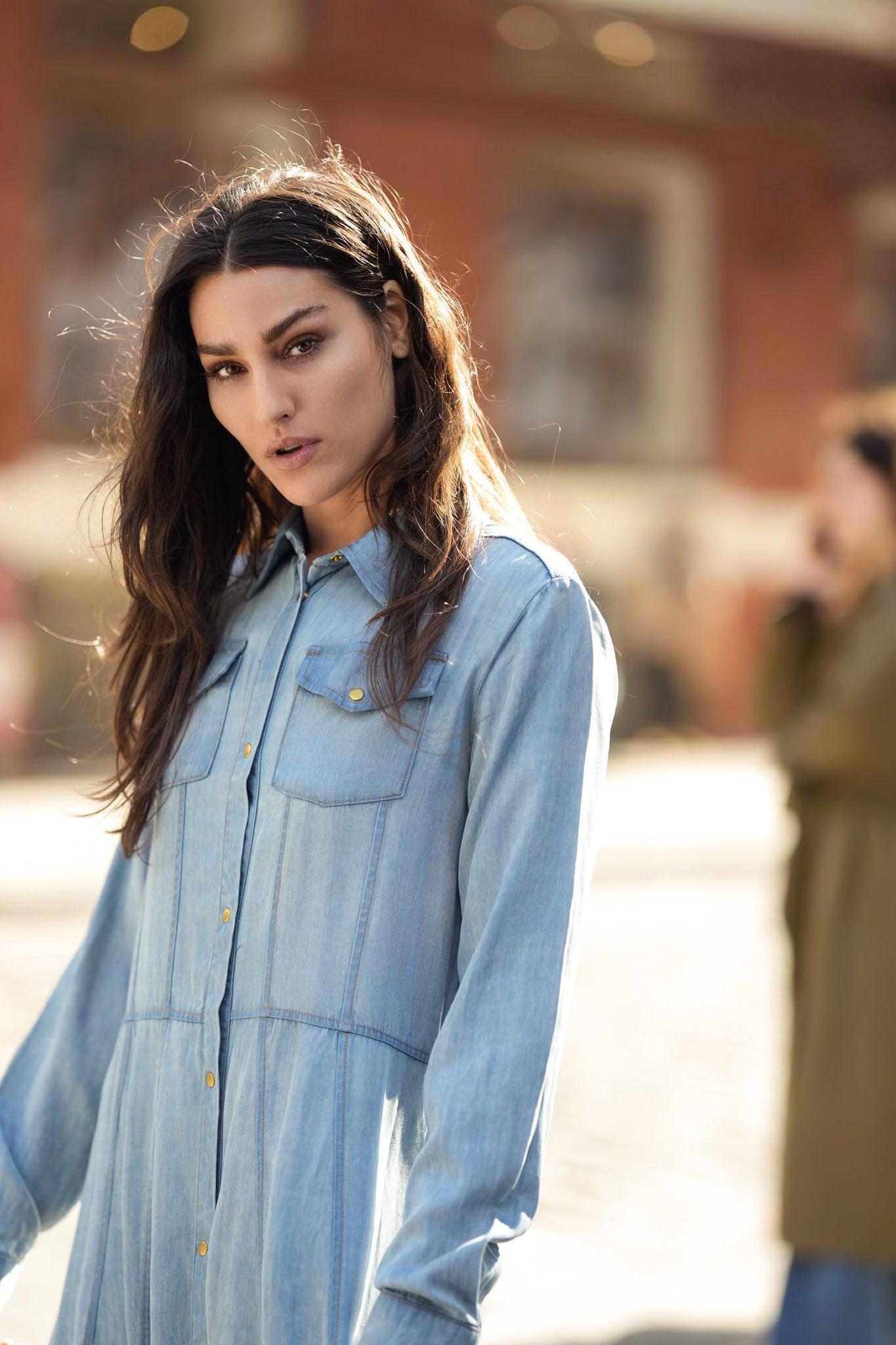 TENCEL SHIRT DRESS שמלה WITH SEAMS