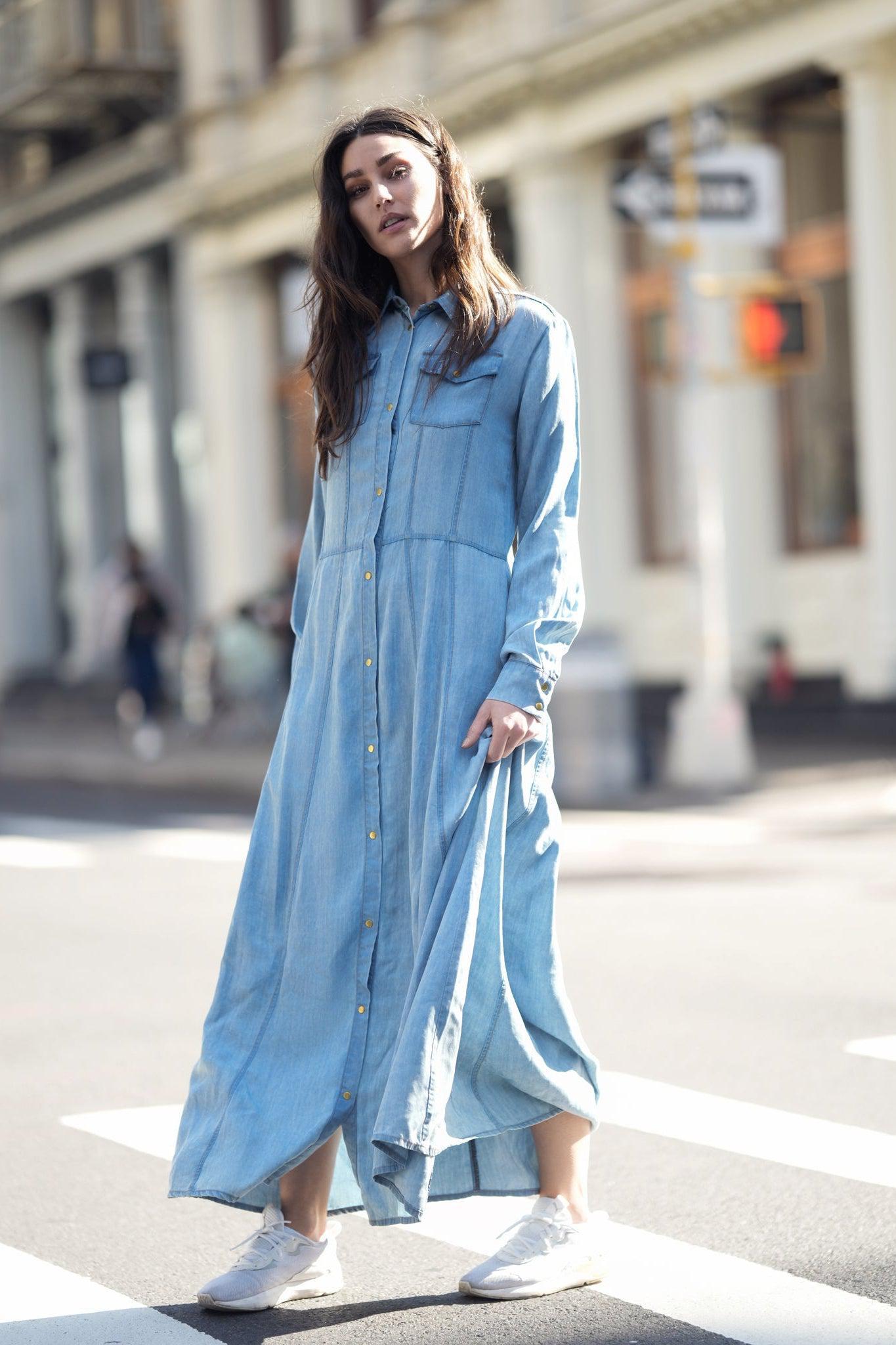TENCEL SHIRT DRESS שמלה WITH SEAMS