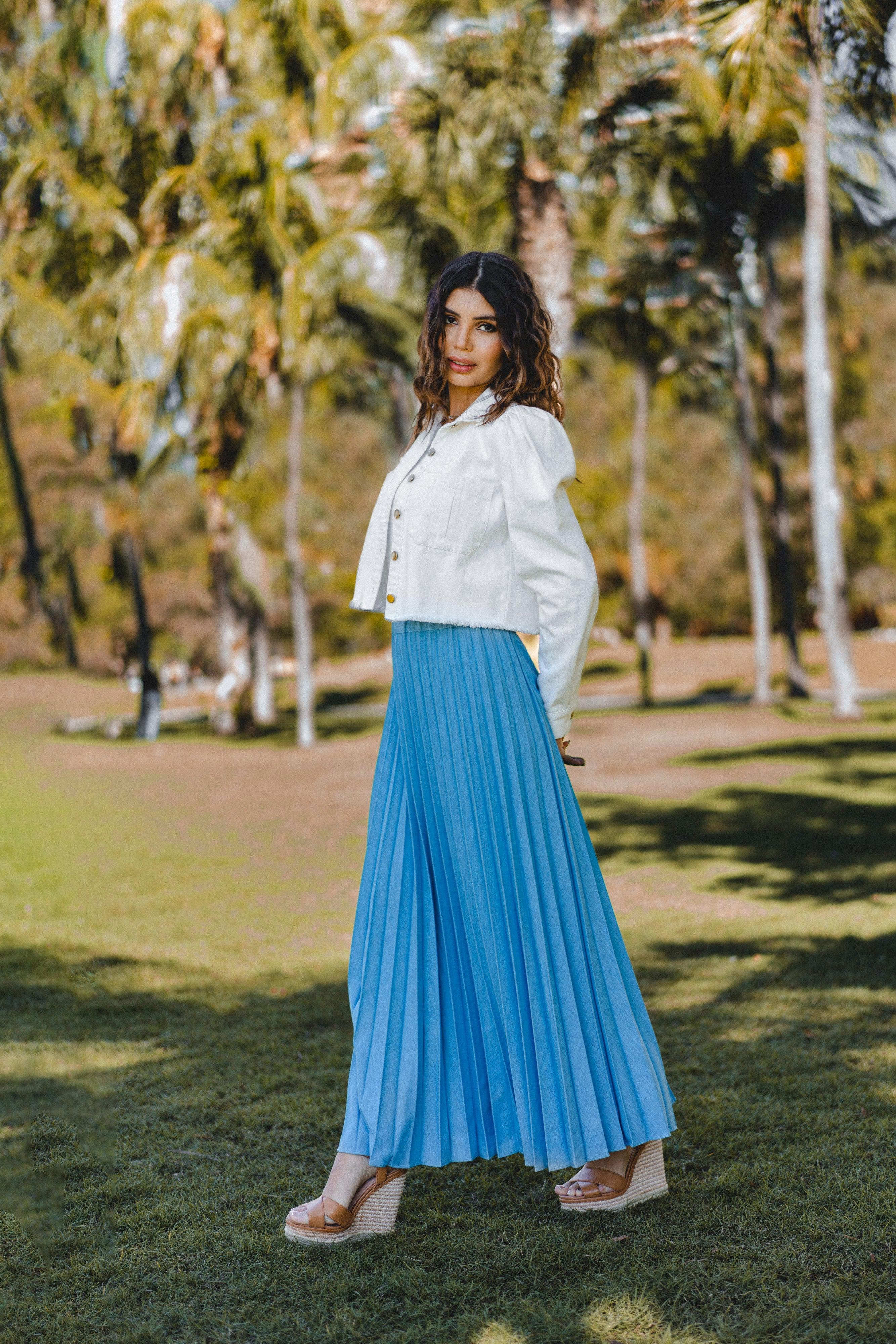 MADELINE DENIM PLEATED SKIRT חצאית