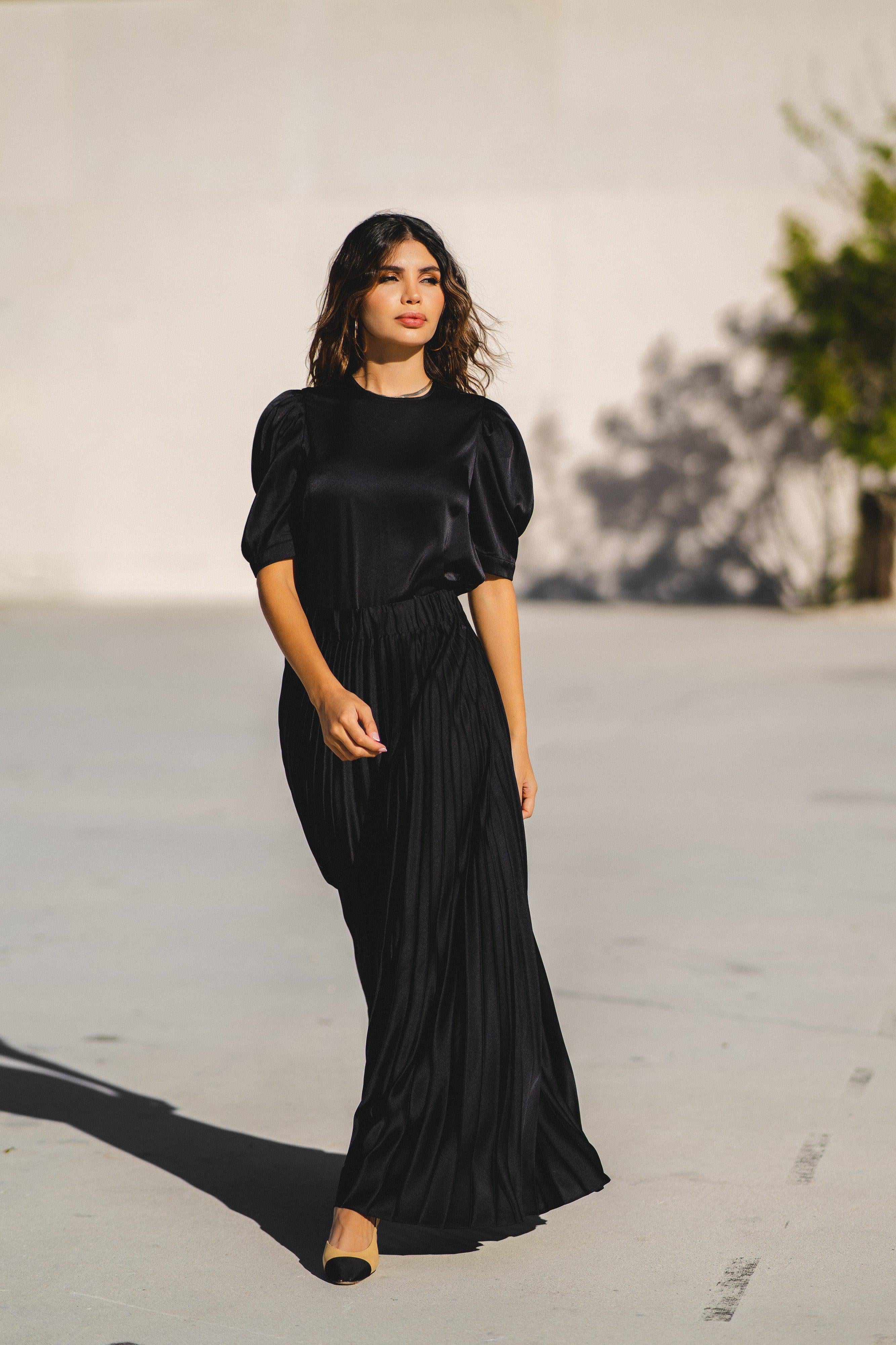 SOFIA PUFF SLEEVE SILK TOP חולצה