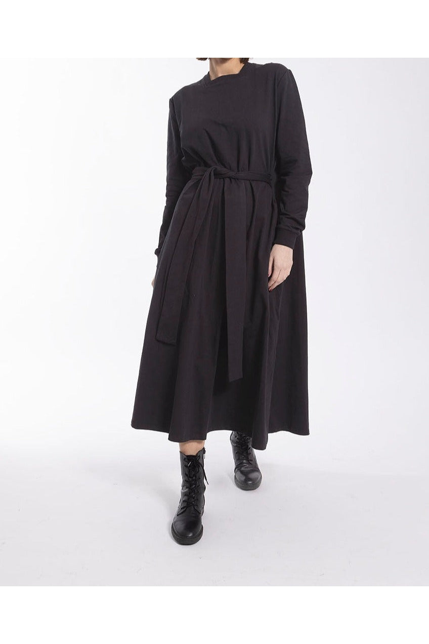 SQUARE NECK SWEATSHIRT שמלה BLACK / XS