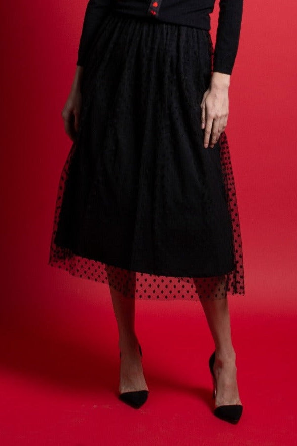 Mesh Polka Dot Skirt חצאית