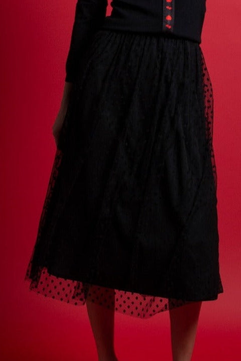 Mesh Polka Dot Skirt חצאית
