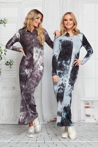 MACKENZIE MAXI BUTTON DOWN DRESS W COLLAR שמלה