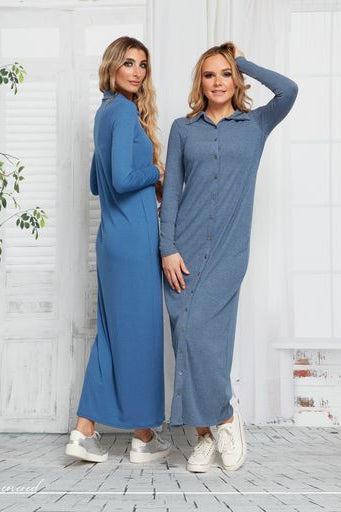 MACKENZIE MAXI BUTTON DOWN DRESS W COLLAR שמלה