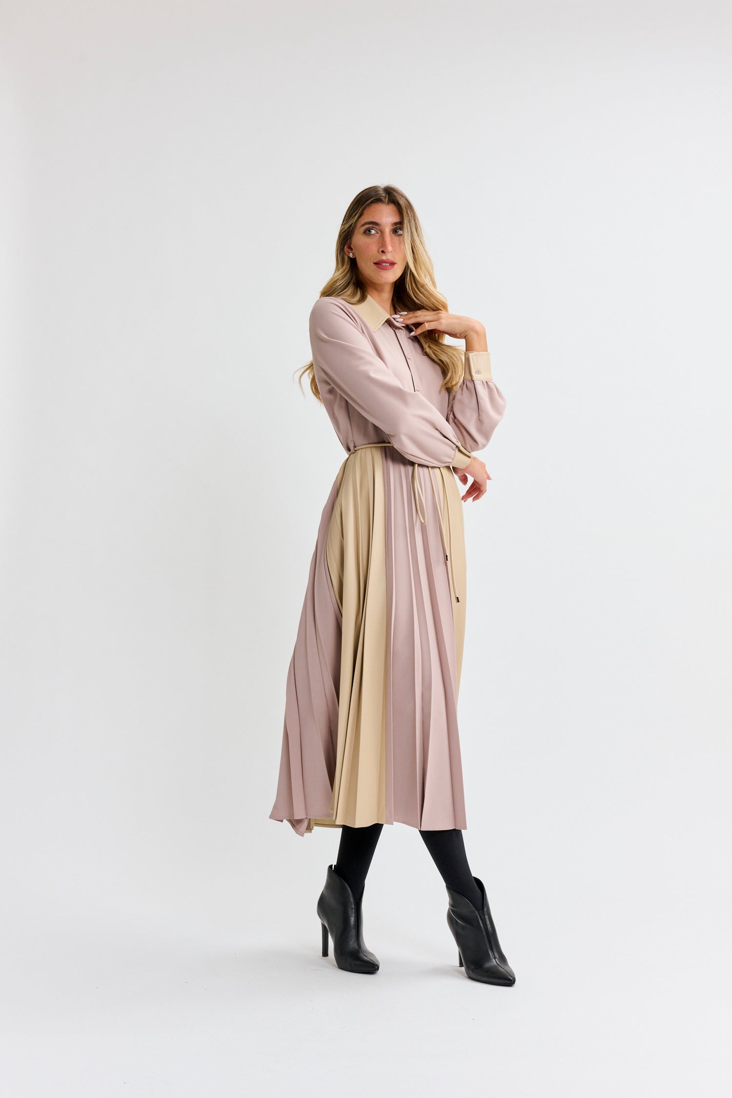 LEATHER ACCENTS DRESS
