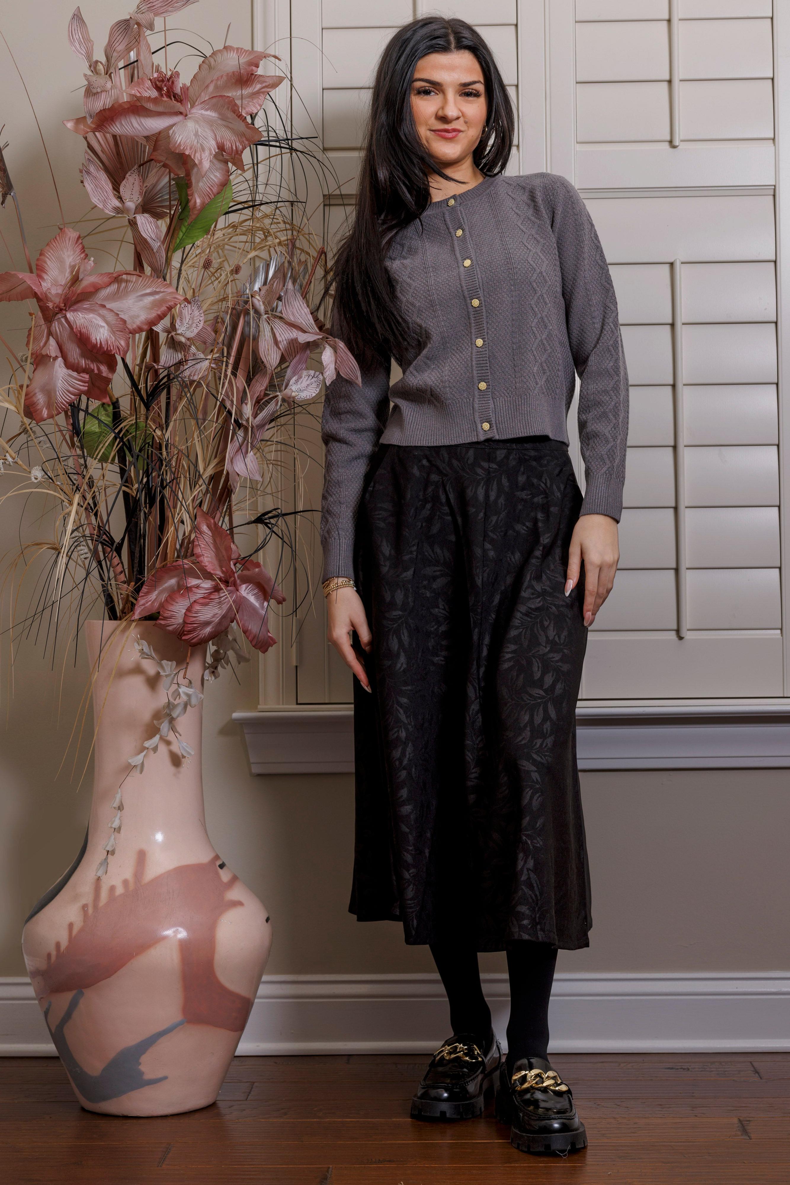 TEXTURED CREW NECK CARDIGAN