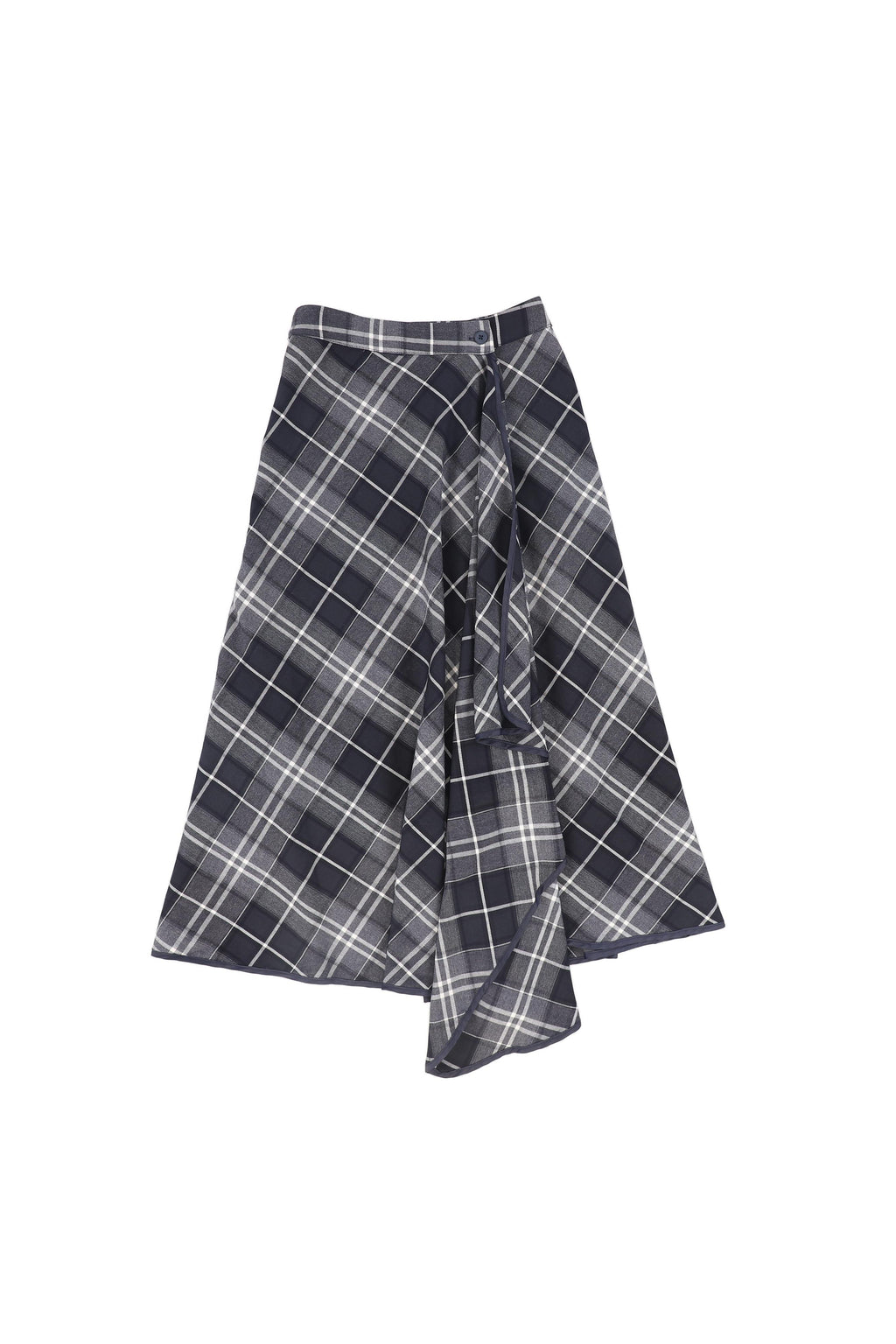 PLAID WRAP RUFFLE MAXI SKIRT