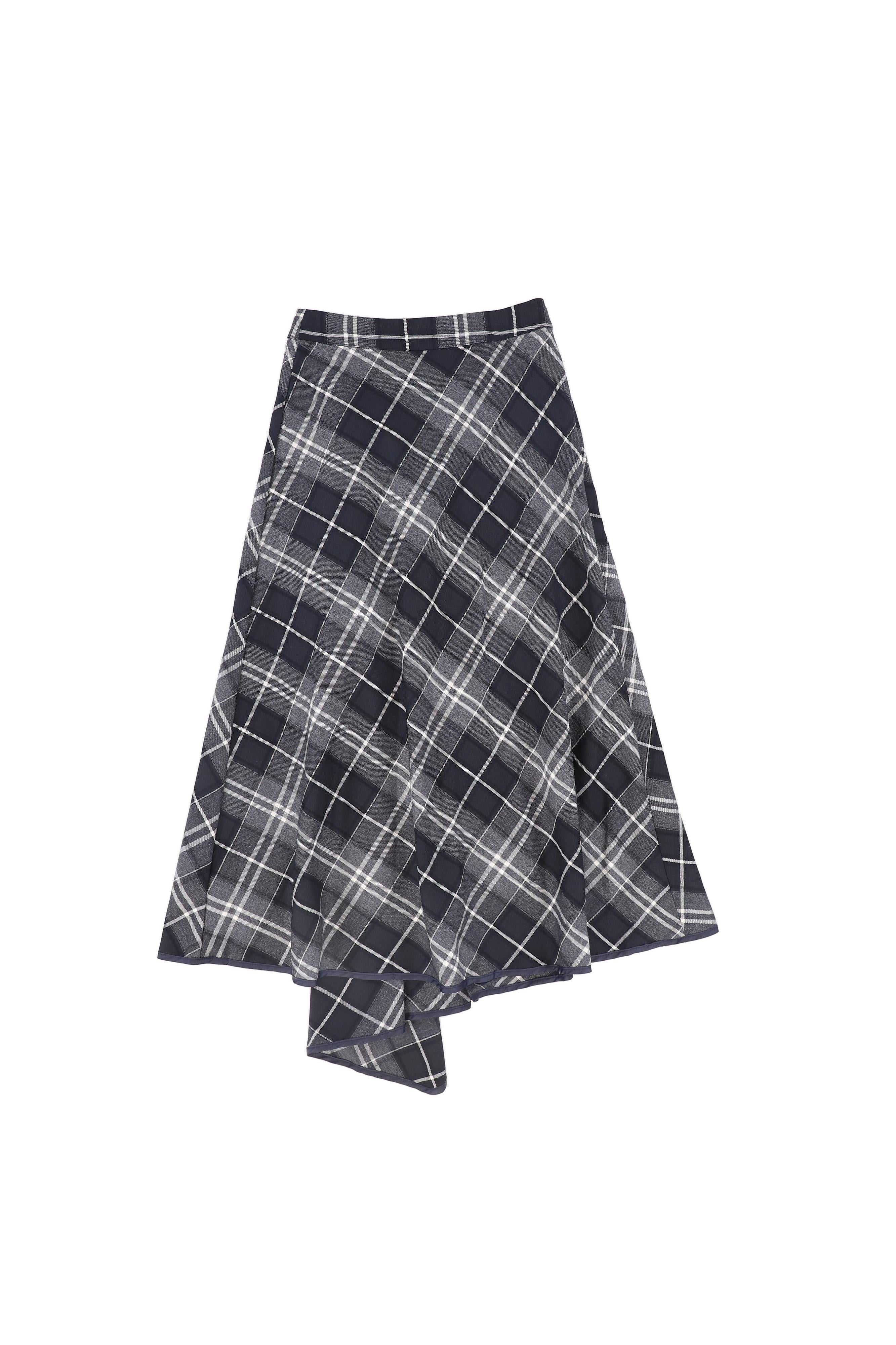 PLAID WRAP RUFFLE MAXI SKIRT