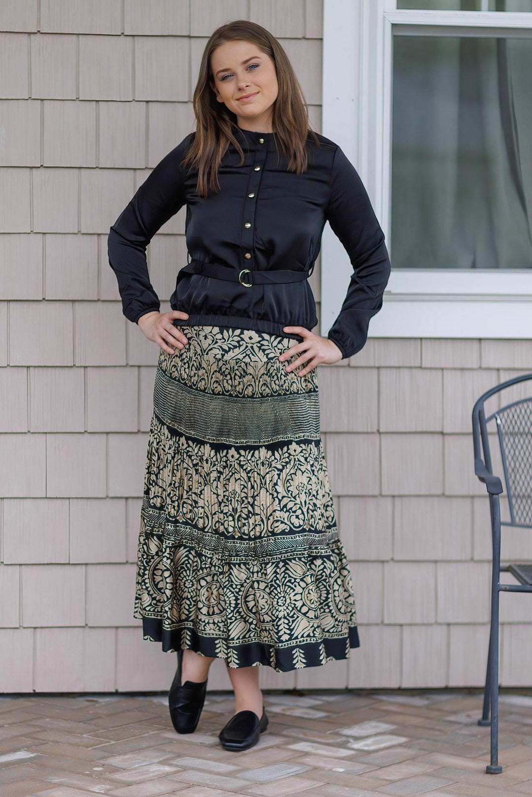 PRINTED MULTI PLEAT SKIRT