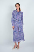Chiffon Abstract Belted Shirt Dress