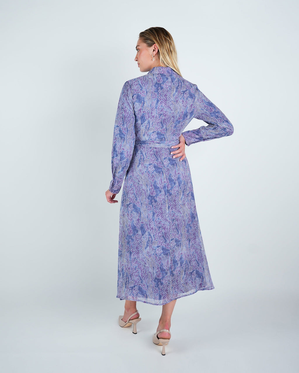 Chiffon Abstract Belted Shirt Dress