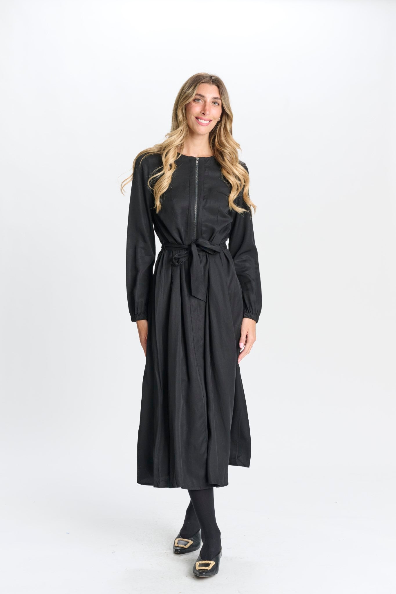 FRONT ZIP RAYON DRESS