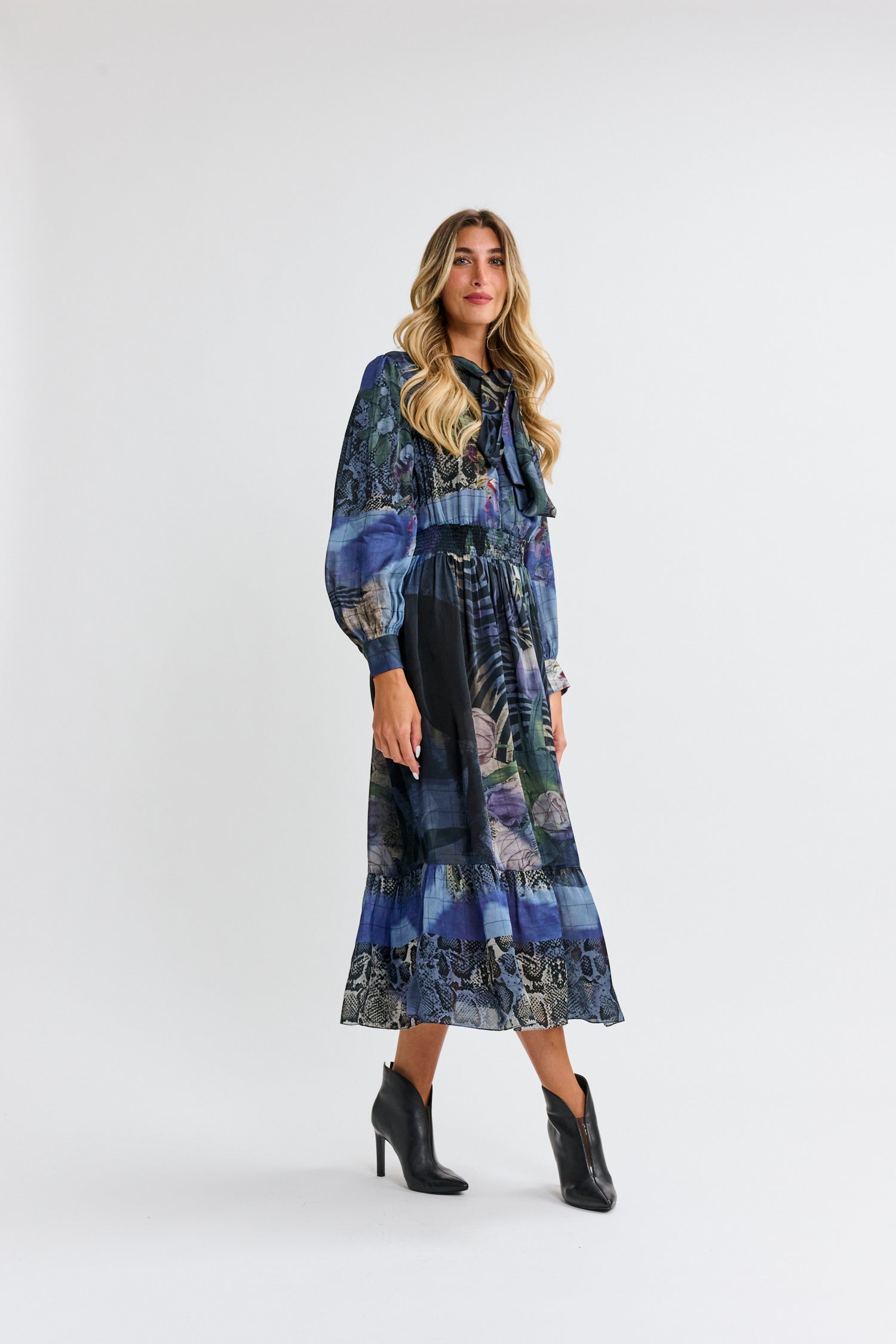 MIXED MEDIA MULTICOLOR DRESS