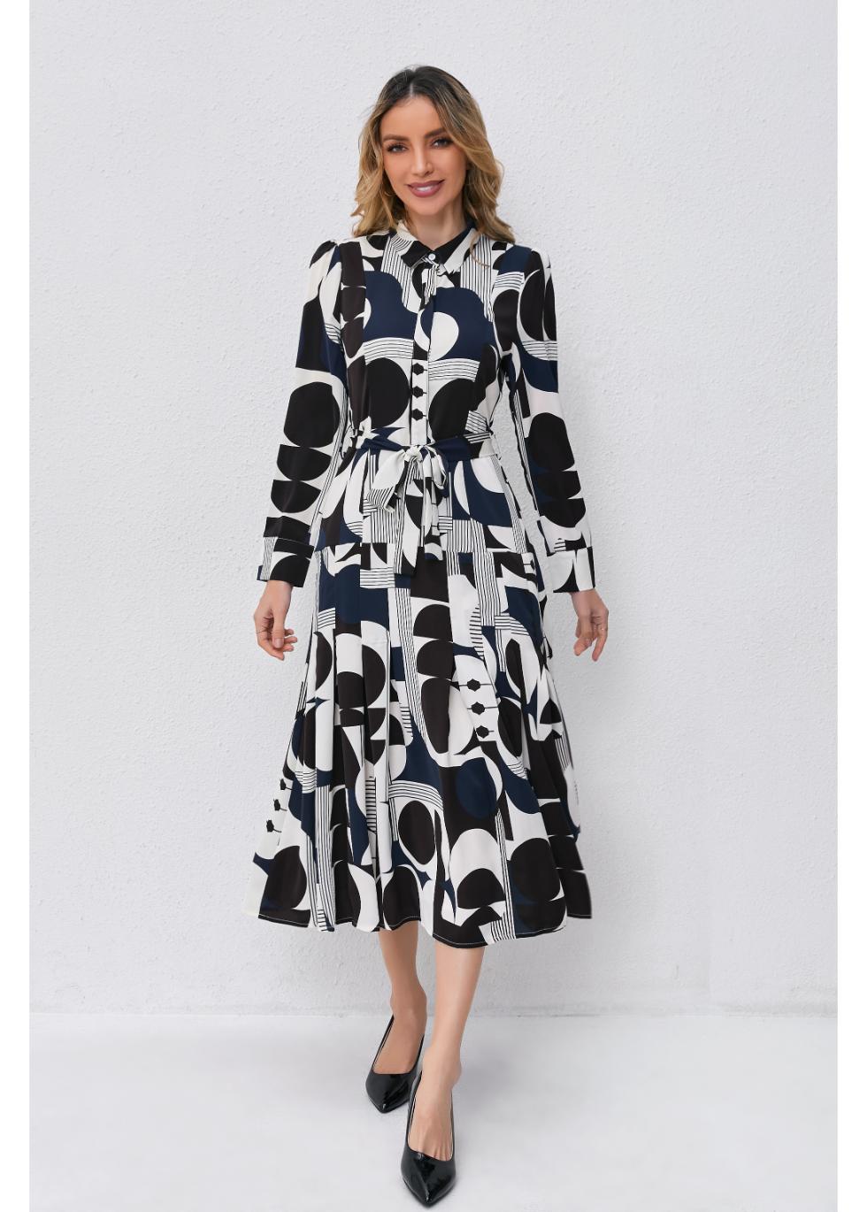 Abstract Harmony Midi Dress