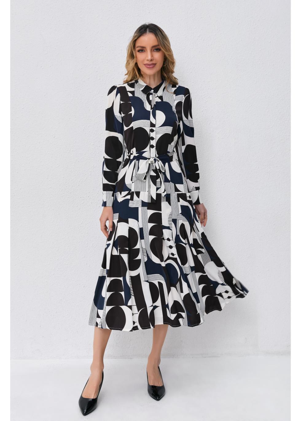 Abstract Harmony Midi Dress