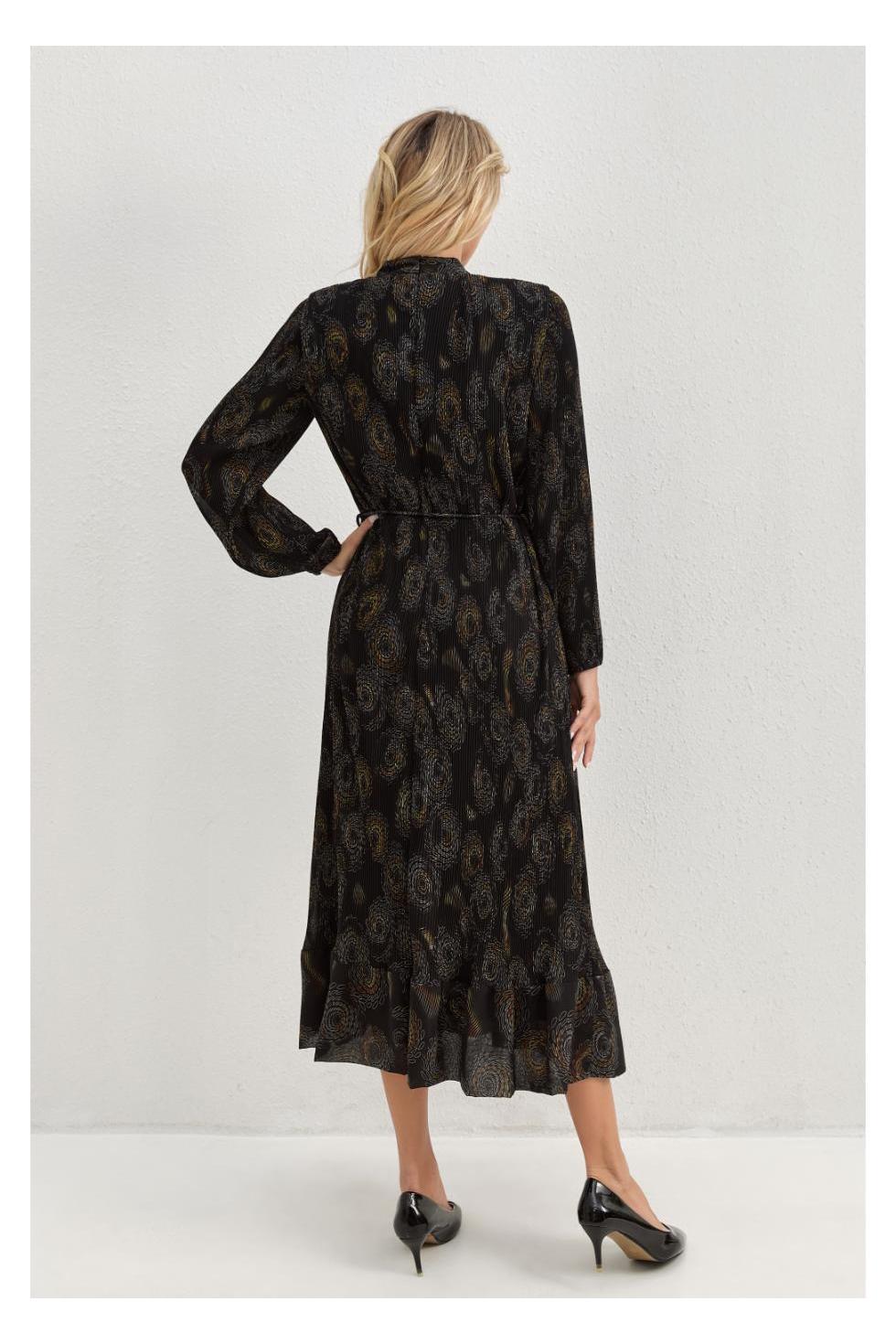 Golden Feather Midi Dress