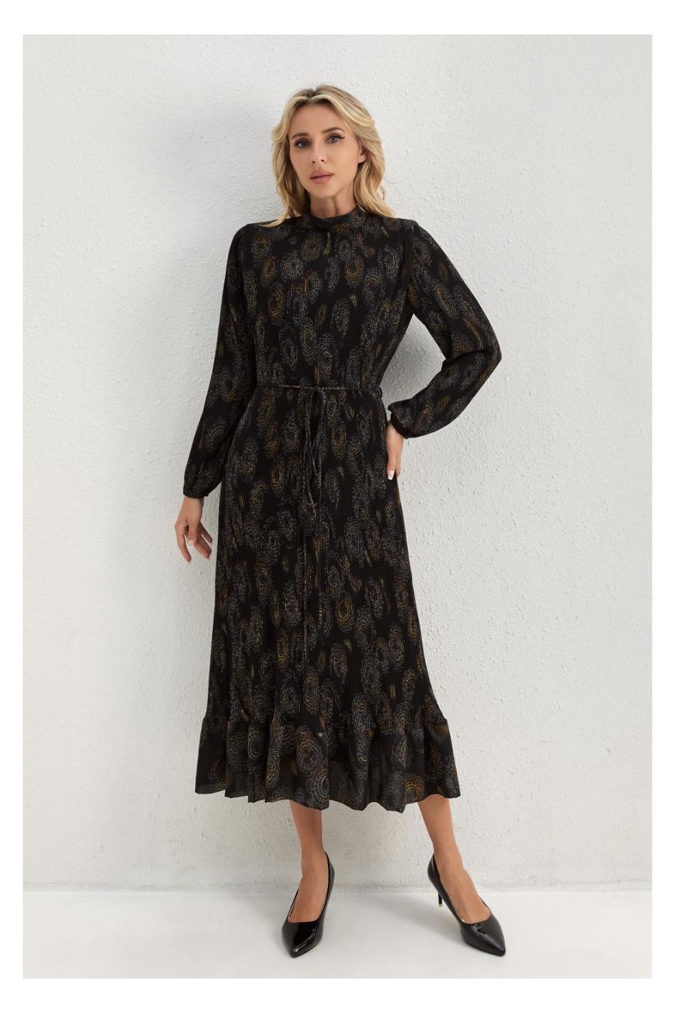 Golden Feather Midi Dress