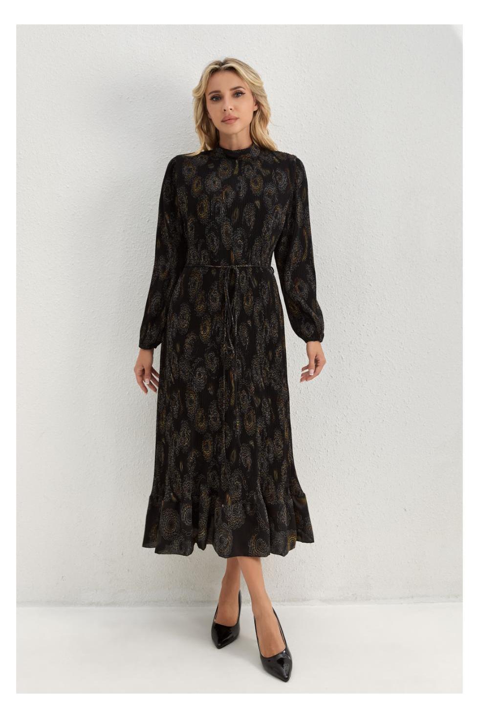 Golden Feather Midi Dress