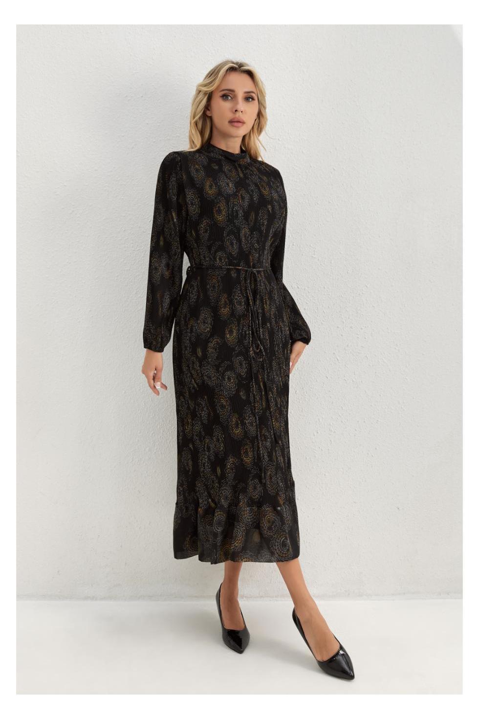 Golden Feather Midi Dress