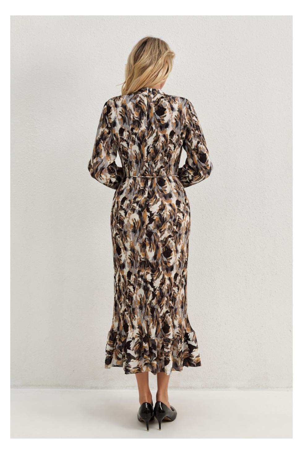 Golden Feather Midi Dress