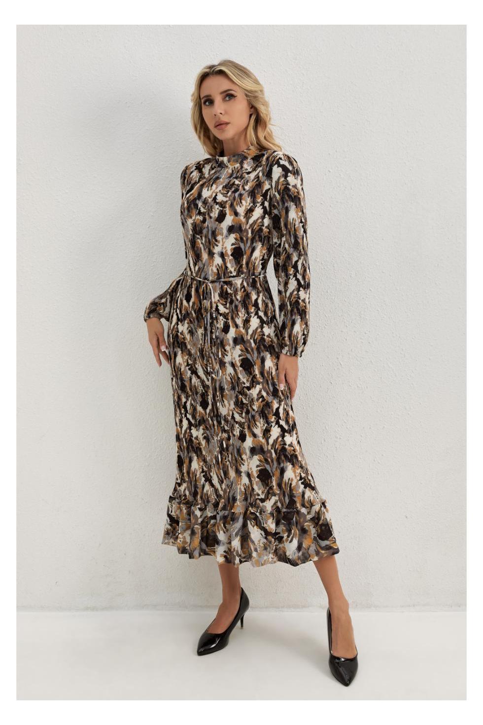 Golden Feather Midi Dress