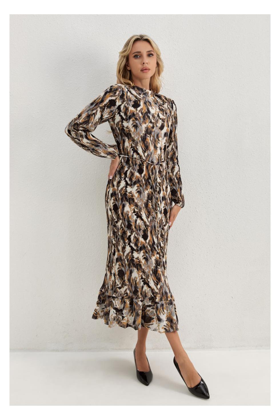 Golden Feather Midi Dress