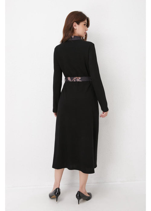 LAYERED MIDI BELTED DRESS