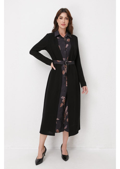 LAYERED MIDI BELTED DRESS