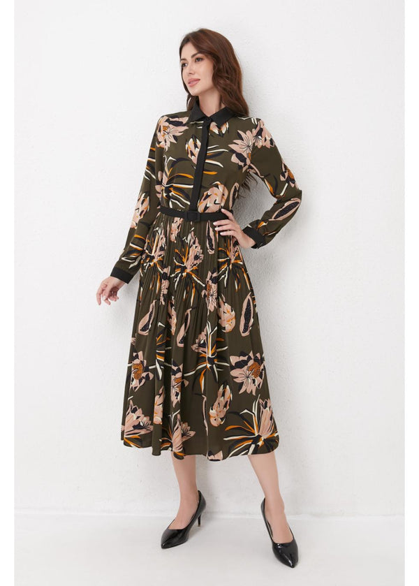 BELTED BUTTON DOWN MIDI DRESS