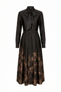 Noir Rosewood Tie-Neck Midi Dress