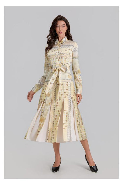 GOLDEN MEADOW PLEATED DRESS