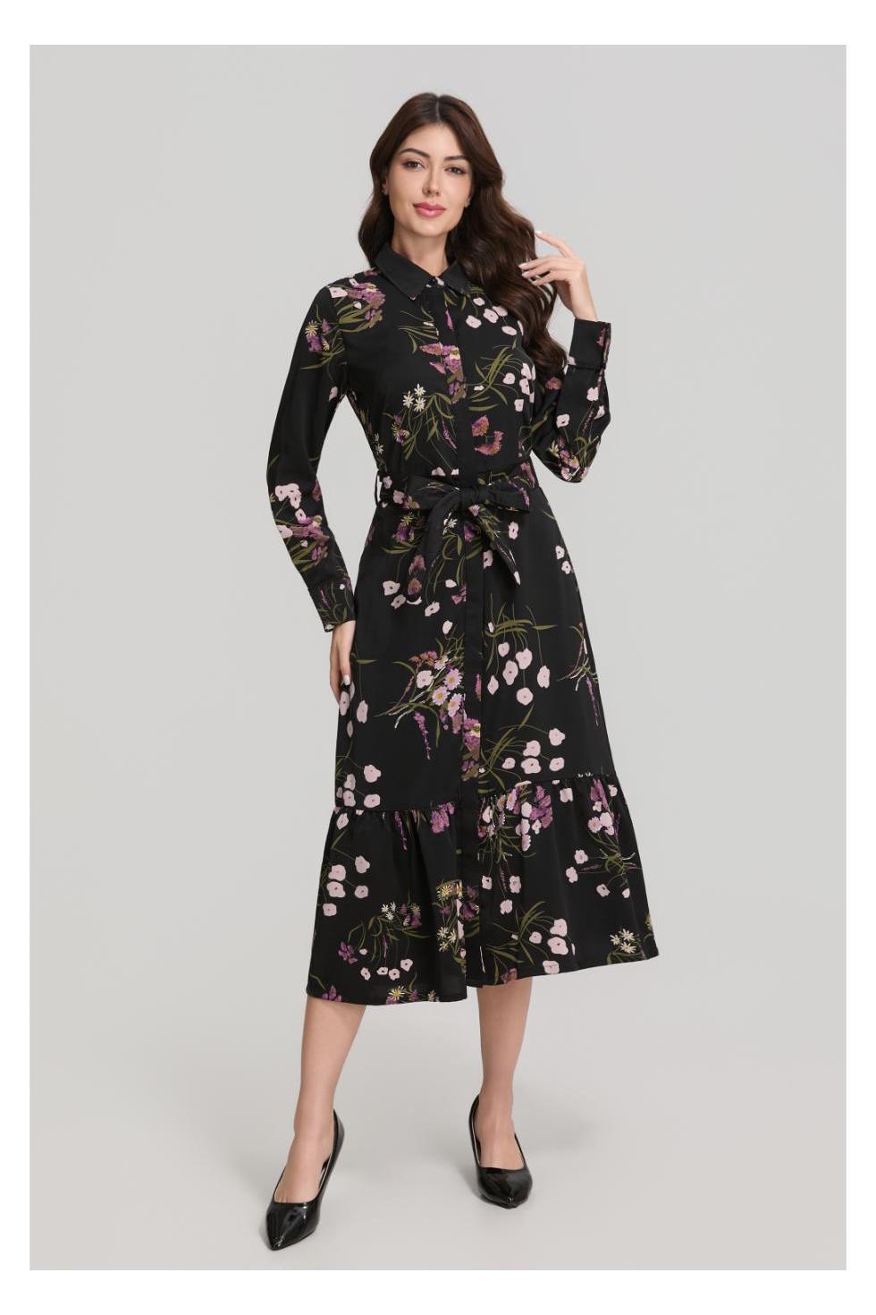 Floral Shirt Dress With Belt