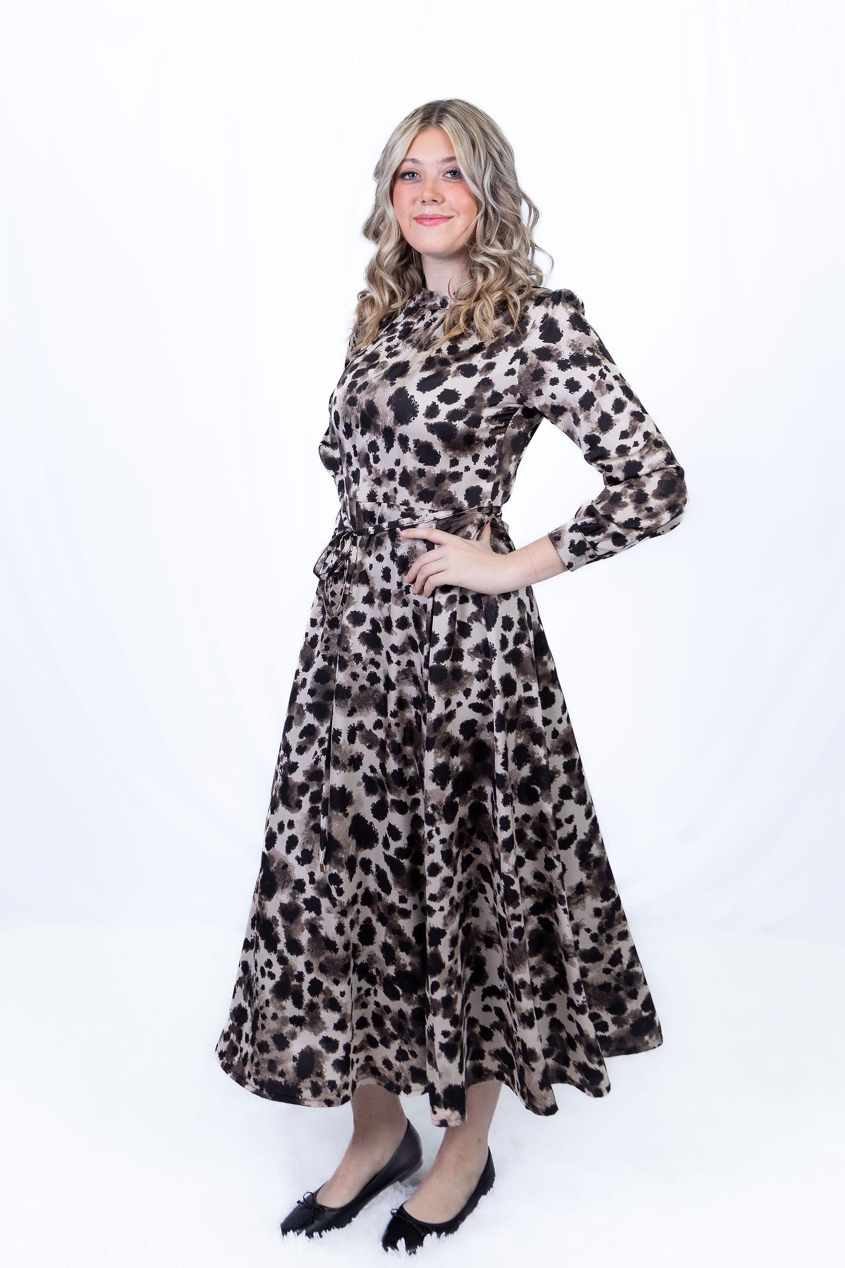 HIGH NECK FLARED DRESS