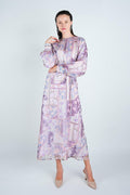 Organza Printed Puff Sleeve Maxi Dress