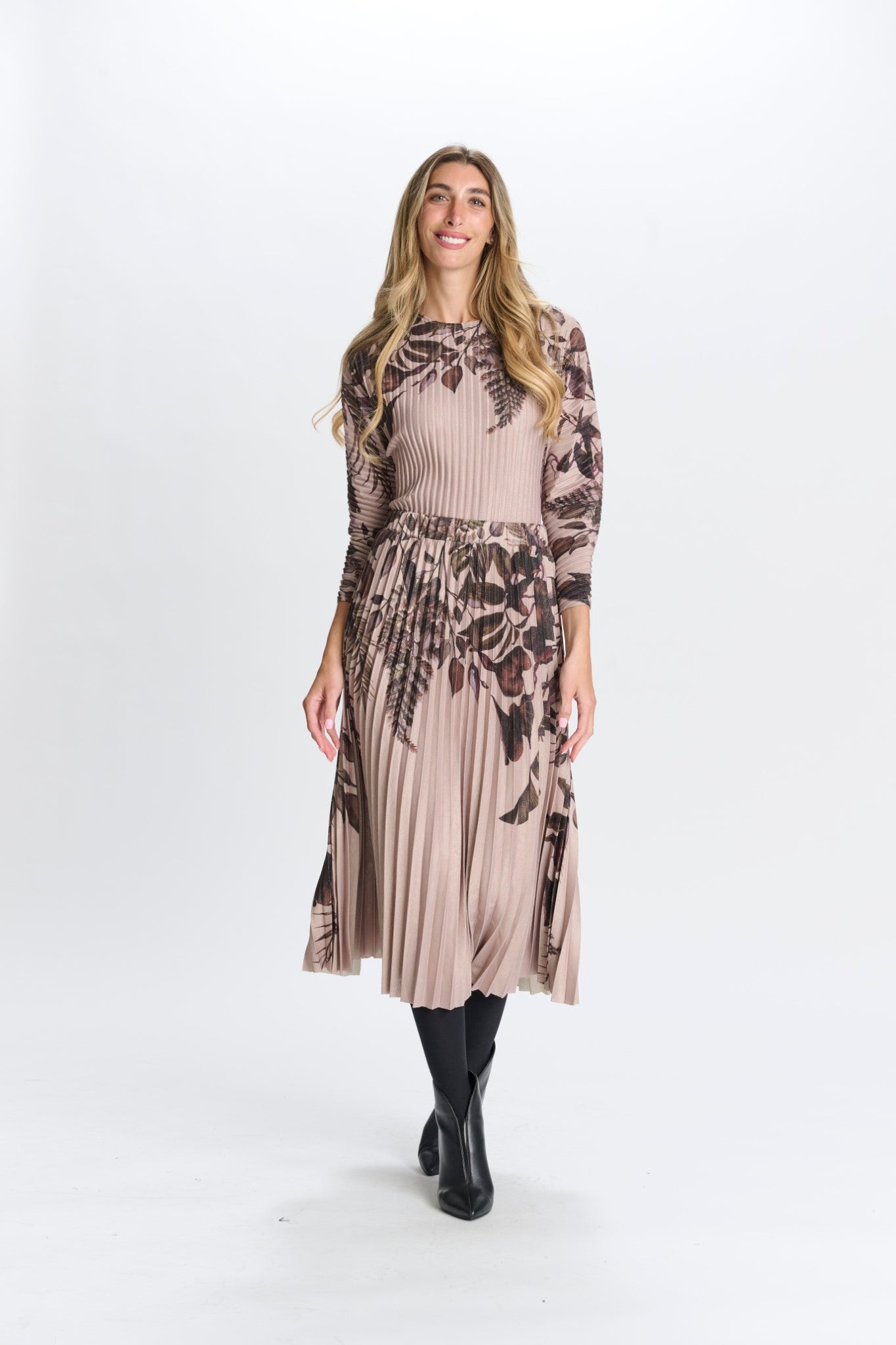 PRINTED PLEATED SKIRT WITH LUREX