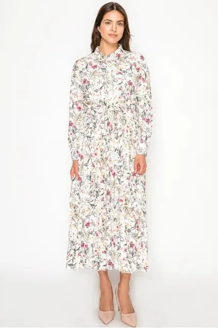 FLORAL COLLARED SHIRTDRESS