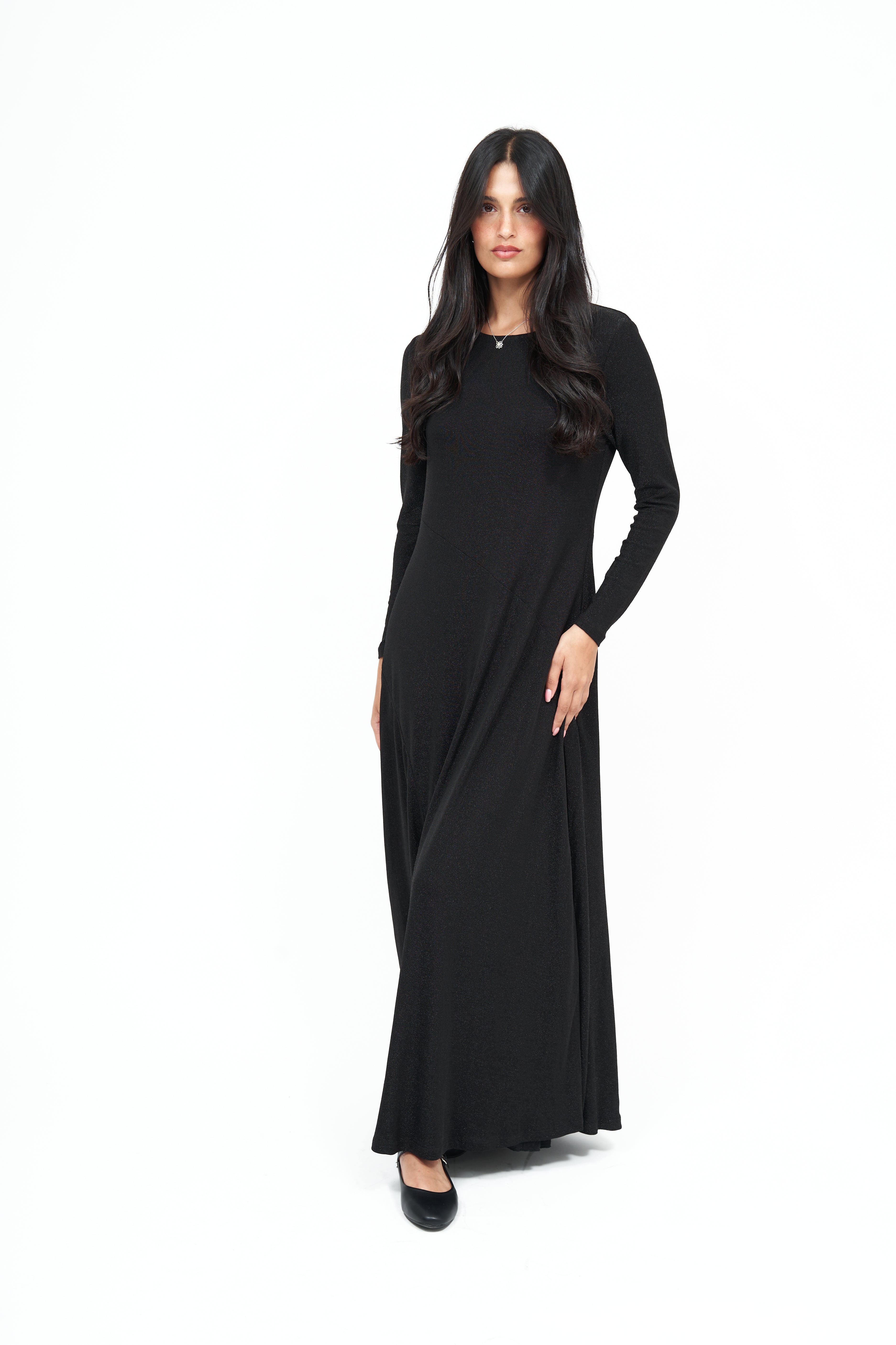 New Slant Maxi Sparkle Dress: Black