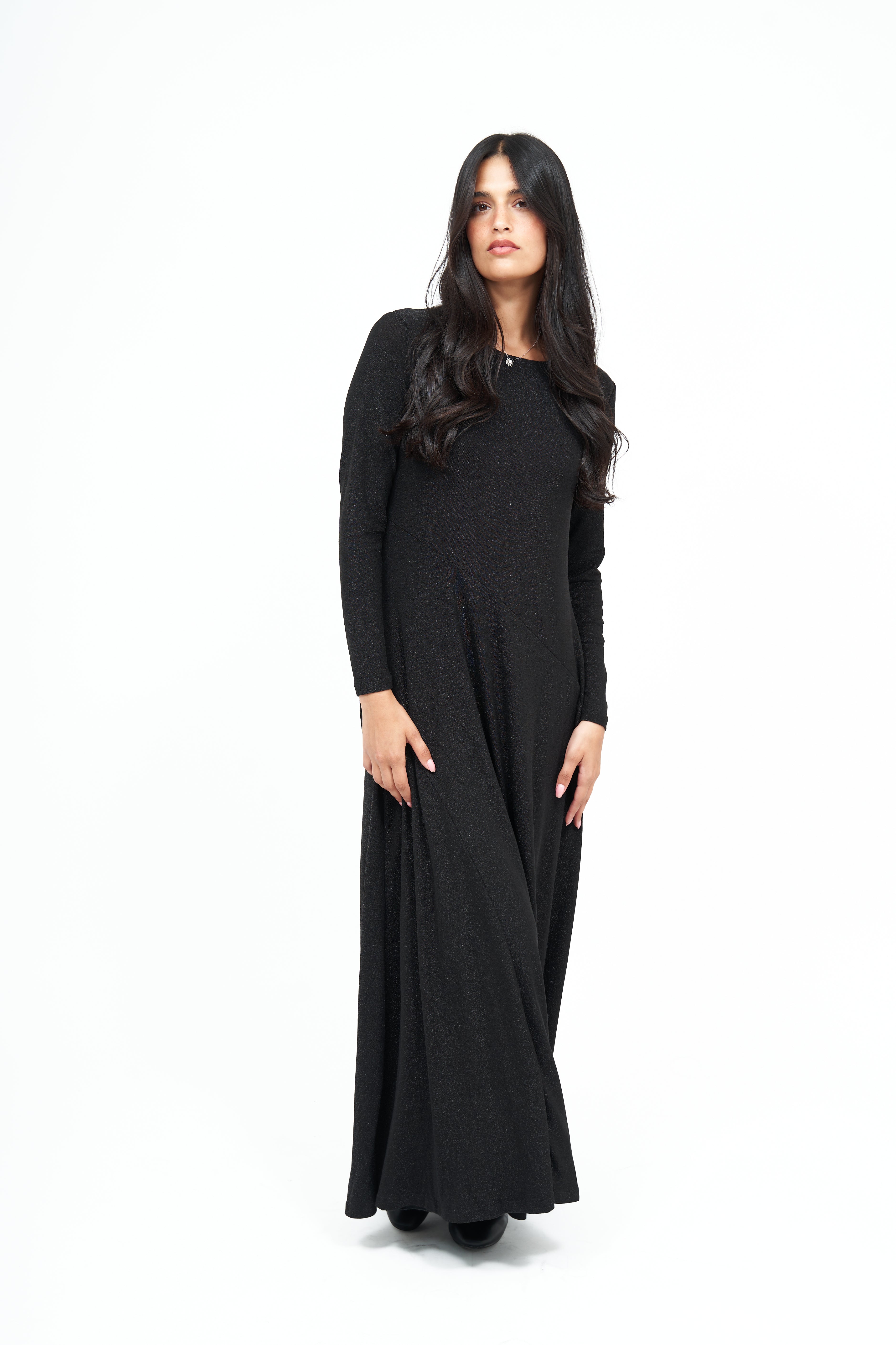 New Slant Maxi Sparkle Dress: Black