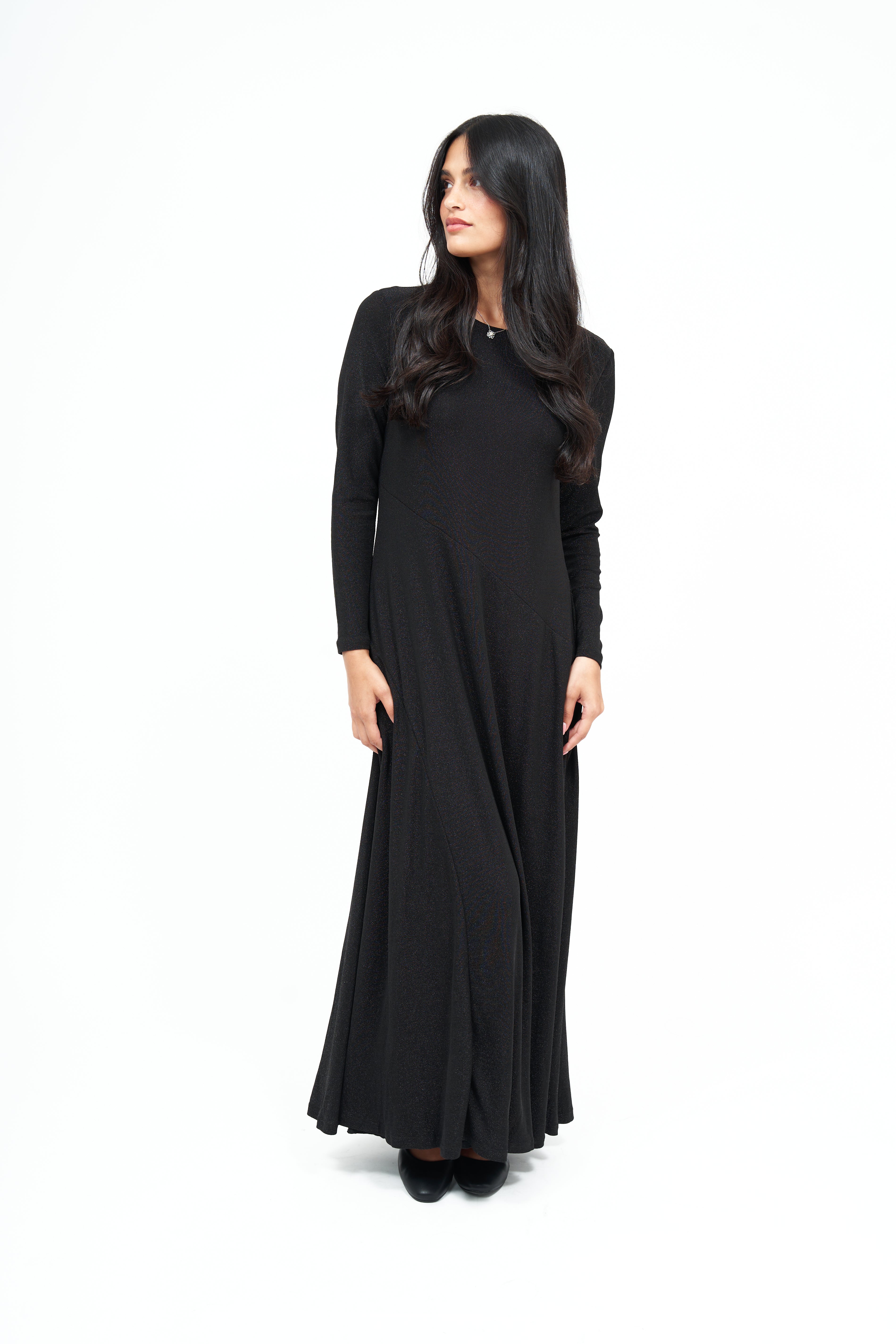 New Slant Maxi Sparkle Dress: Black