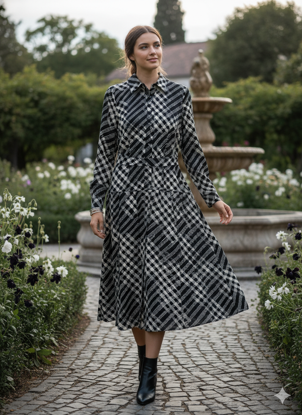 CHECKERED SHIRT DRESS