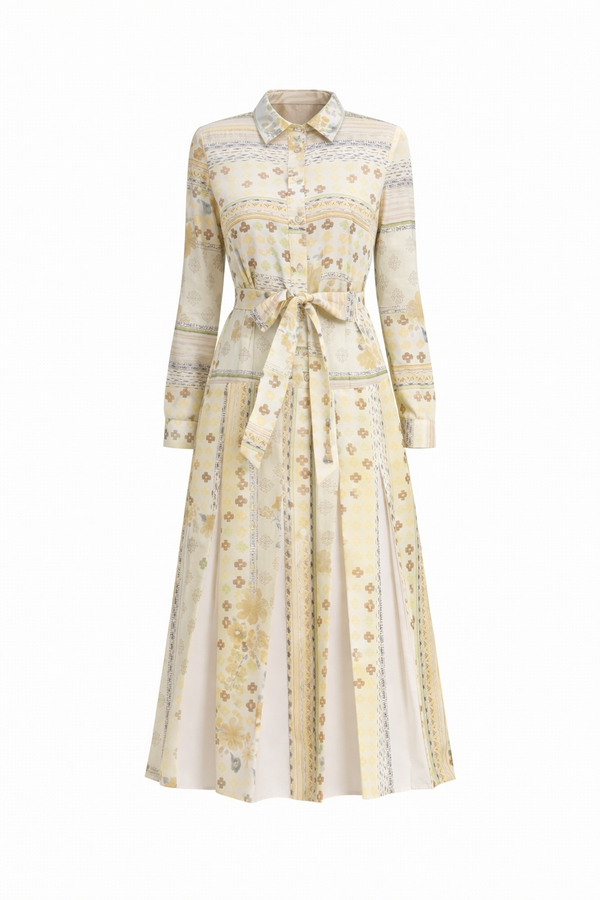 GOLDEN MEADOW PLEATED DRESS