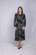 IVE 26519 button front print chiffon dress