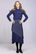 IVE 26622 blue textured trim sweater