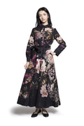 LIL 13601 Floral Collared Belted Dress