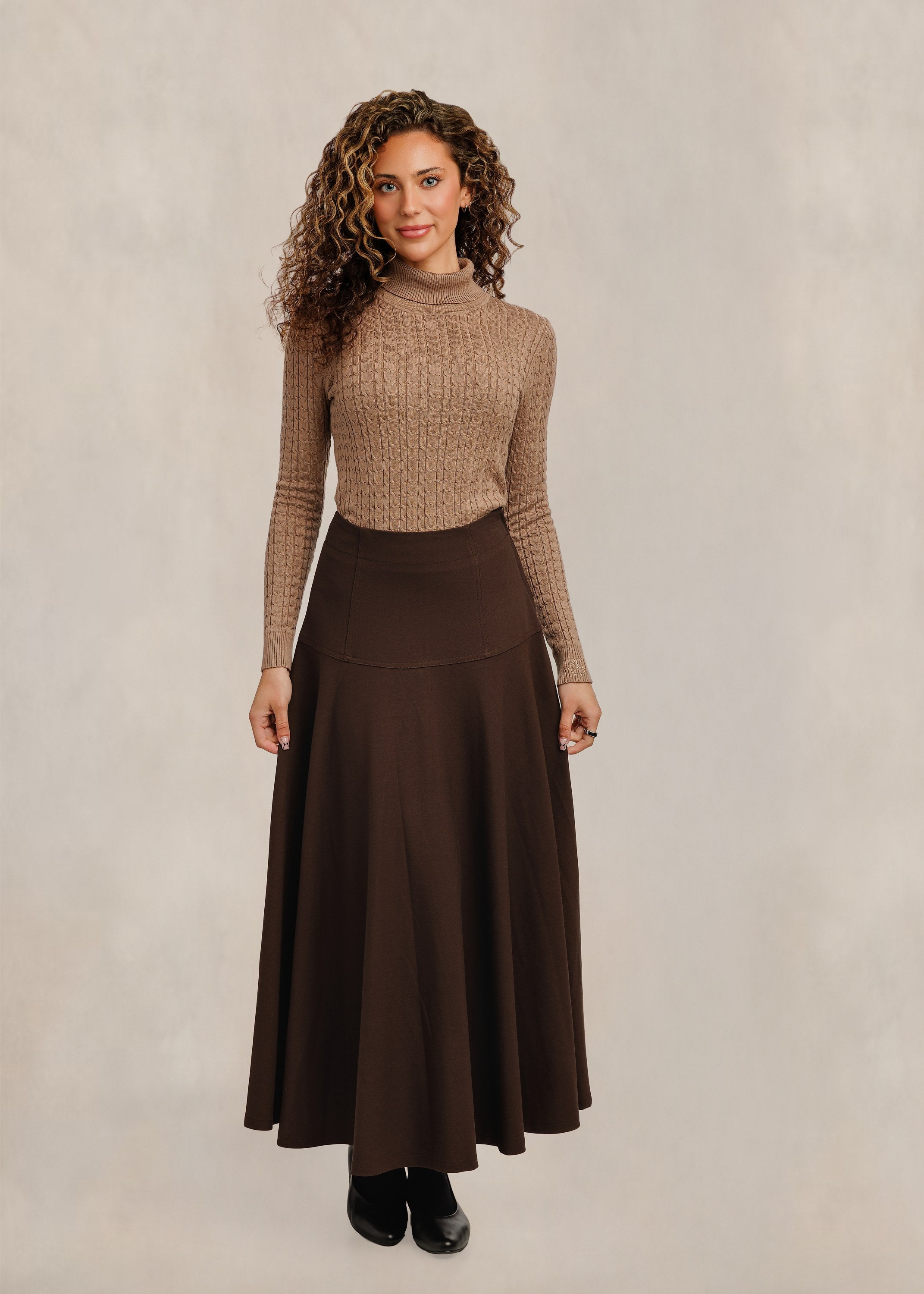 LUE RVW689S-C brown midi skirt