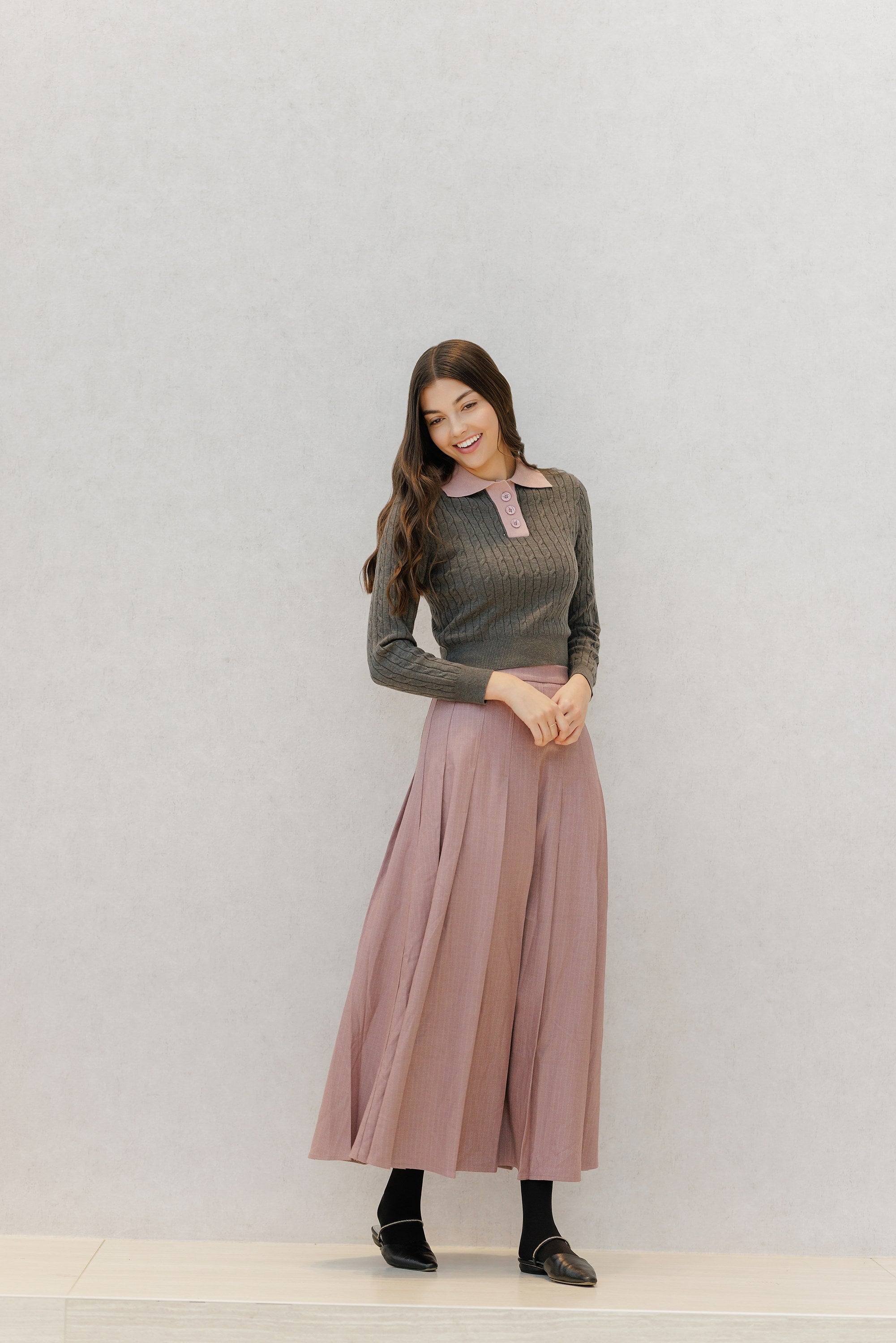 LUE RVW642S-C mulberry pinstripe circle skirt