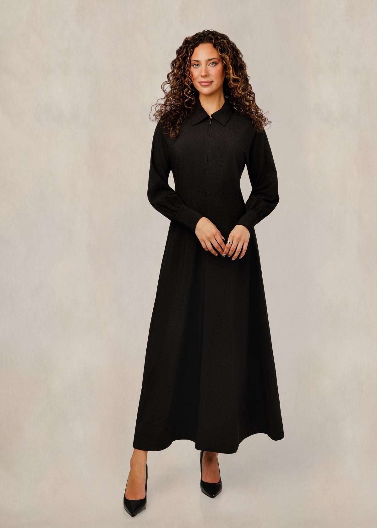 LONG SLEEVE ZIP FRONT DRESS