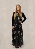 FLORAL DRESS WITH KNIT OVERLAY