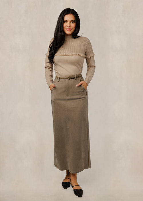 Belted Pocket Skirt - Tan alternate view